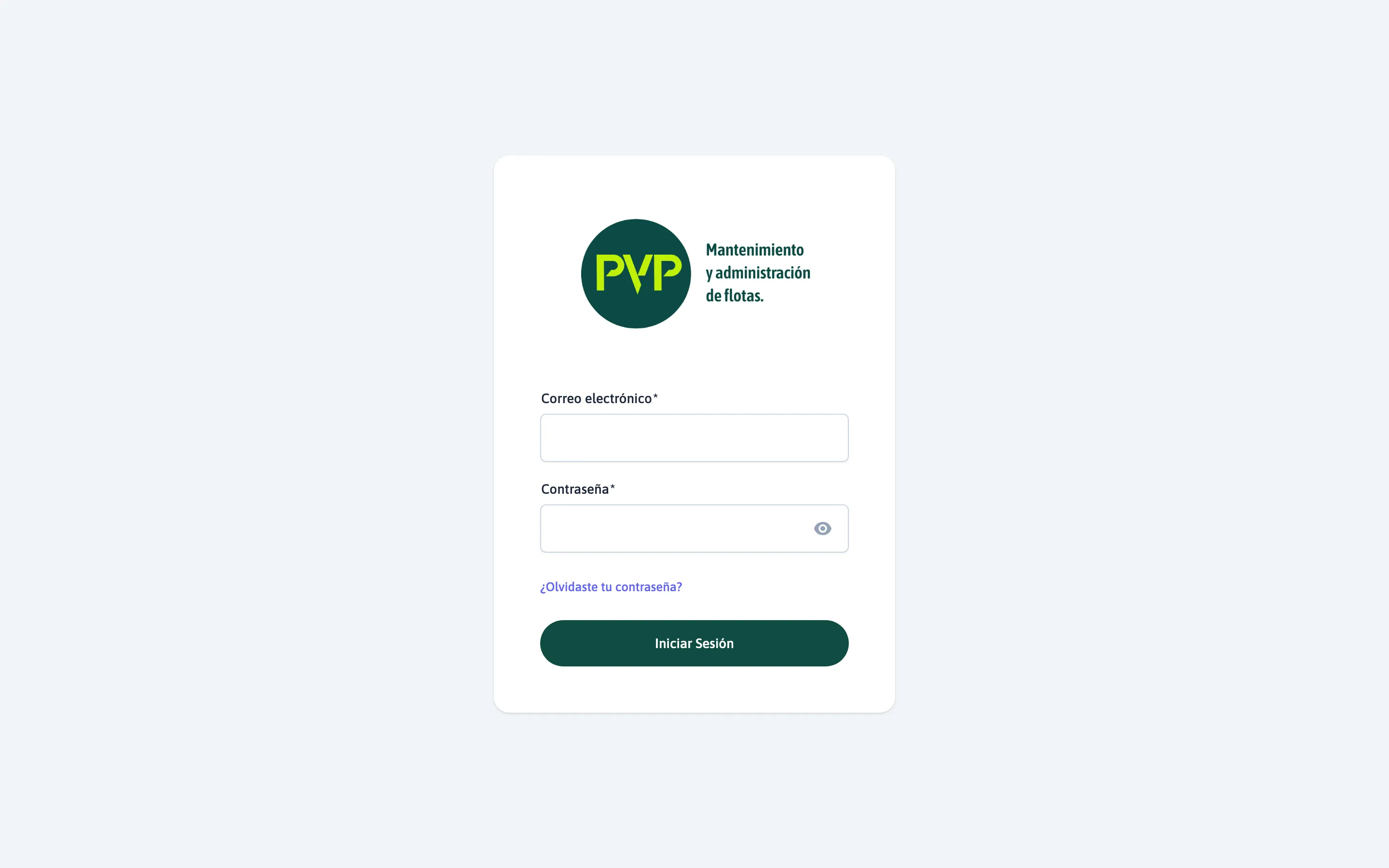 Pantalla de inicio de sesión de PVP