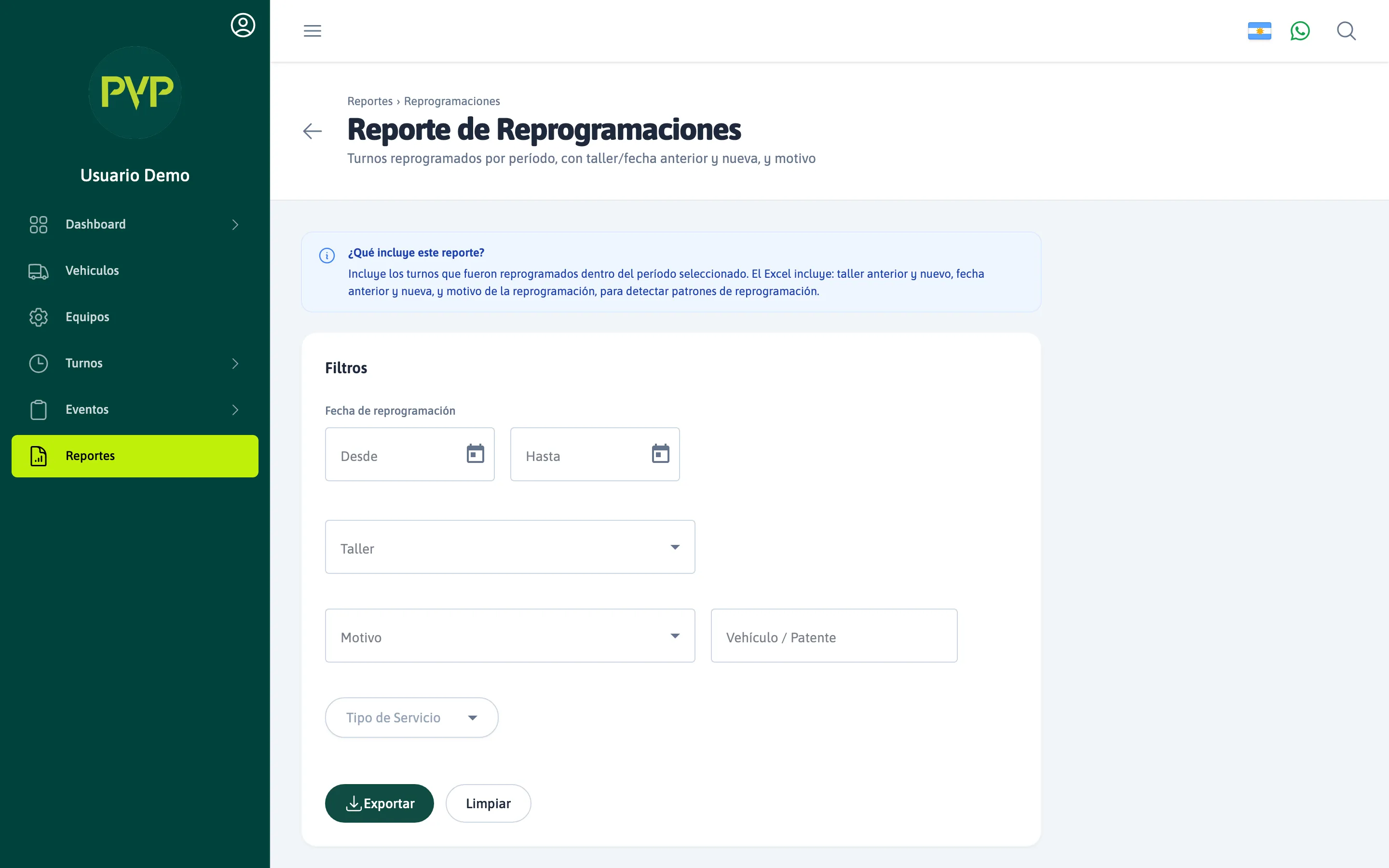 Reporte — Reprogramaciones
